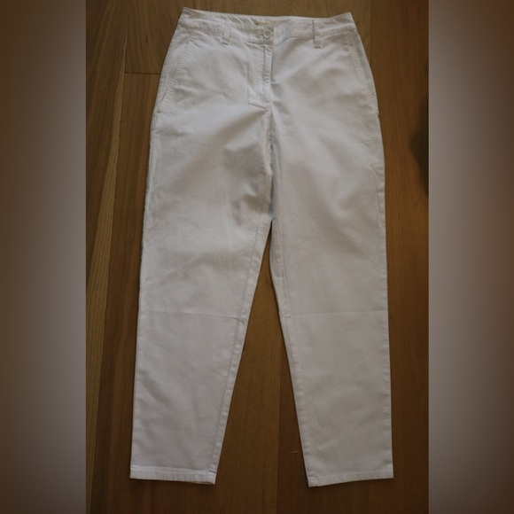 Eileen Fisher White Organic Cotton Blend Pants - Picture 1 of 6